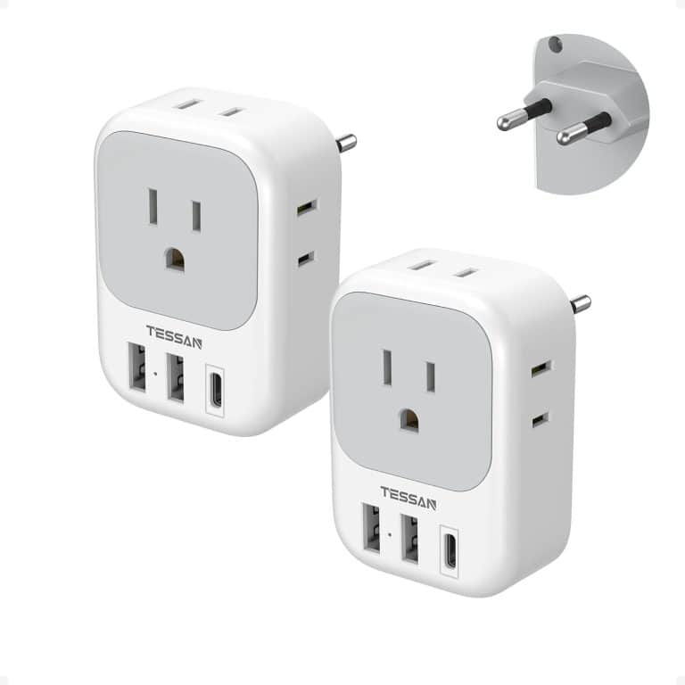 Essential Travel Companion: TESSAN 2 Pack European Plug Adapter with USB C for Hassle-Free Charging in Europe!
